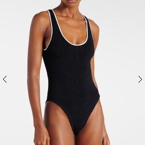Hunza G Faye Black One-Piece Swimsuit with White Trim